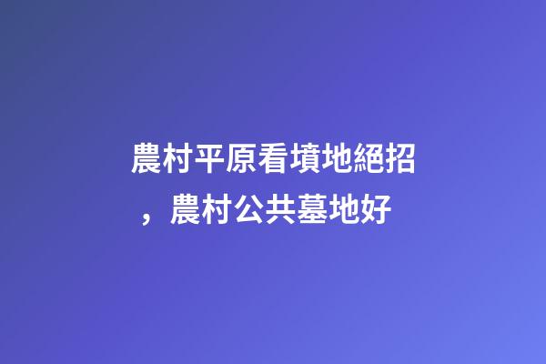 農村平原看墳地絕招，農村公共墓地好-第1張-觀點-玄機派